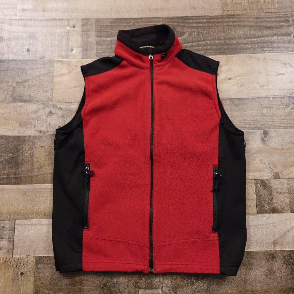 Eddie Bauer Windcutter Fleece Vest Men’s Small Red Black Outdoor Zip‎ Pockets